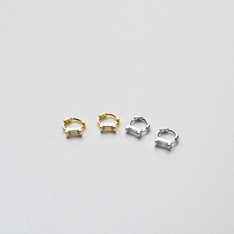 Серьги из стерлингового серебра 925 пробы, модные прямоугольные серьги с цирконием, цветные мини-серьги, милые женские серьги для девочек, ювелирные изделия