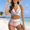 Women's Halter Pure Desire Bow Print Bikini Tankini Swimsuit