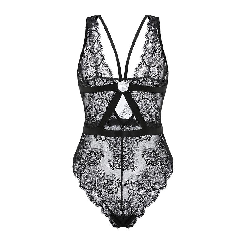 Women's Lace Sheer Comfy Bodysuit Lingerie Set for Summer