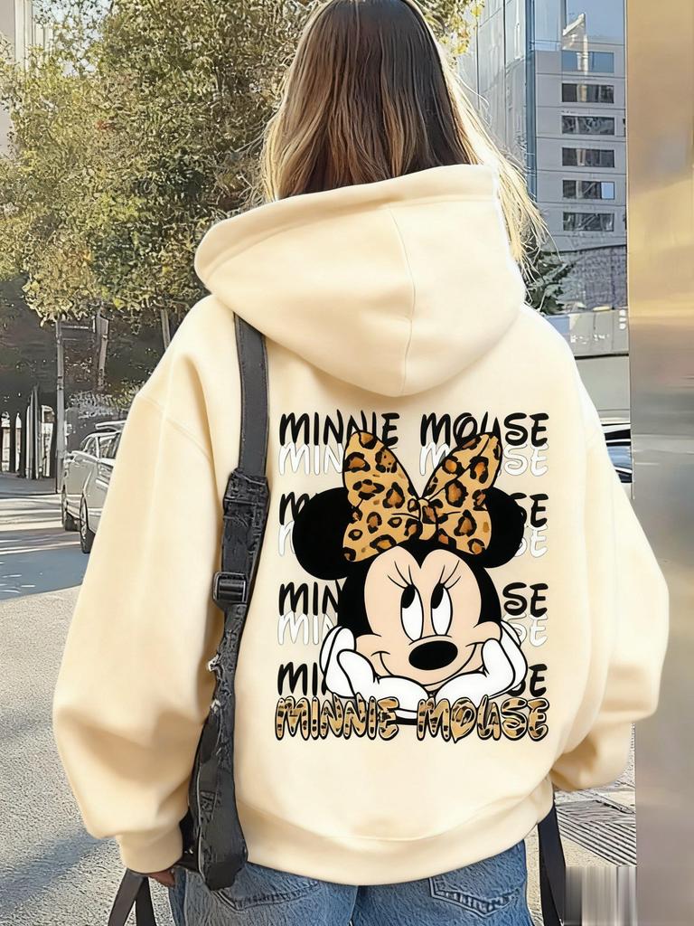 Унисекс Худи Дисней Минни Женское Мужское Оверсайз Повседневный Пуловер Толстовка Графическая Уличная Куртка Весна Осень Модные Топы