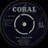 7inch Record BUDDY HOLLY - Baby I Don't Care / Valley Of Tears 45Q72432 Coral 1961 UK Rock Used