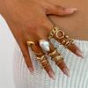 Chunky Gold Rings Set For Women Gold/Silver Baroque Pearl Rings Open Adjustable Pearl Ring Stacking Rings Set Boho Prom Costume Jewelry