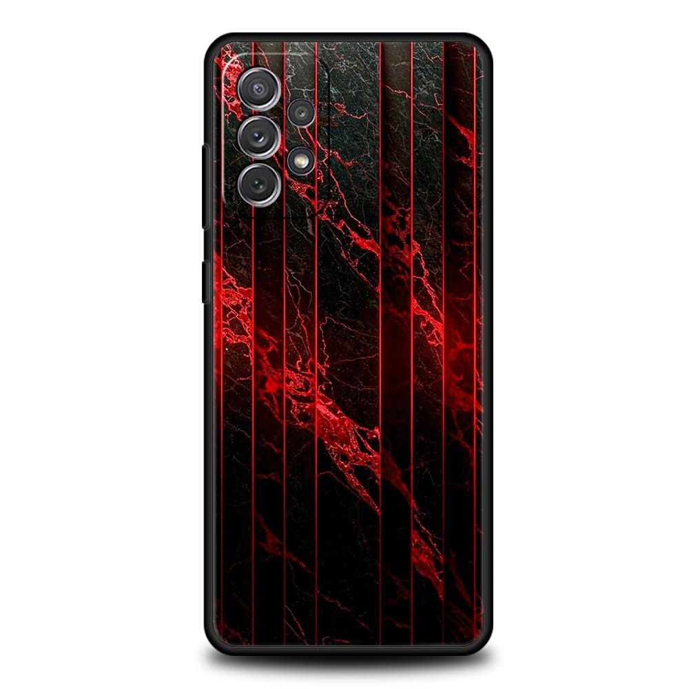 Черно-красный чехол-бампер с узором «Рябь» для Samsung Galaxy A55 A35 A15 A14 A13 A25 A54 A51 A71 A72 A73 A32 A52 A41 5G Мягкий ТПУ корпус
