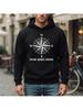 Unisex Compass Graphic Hoodie, Adventure-Inspired Print Pullover with Drawstring Hood, Casual Long Sleeve Sweatshirt for Fall and