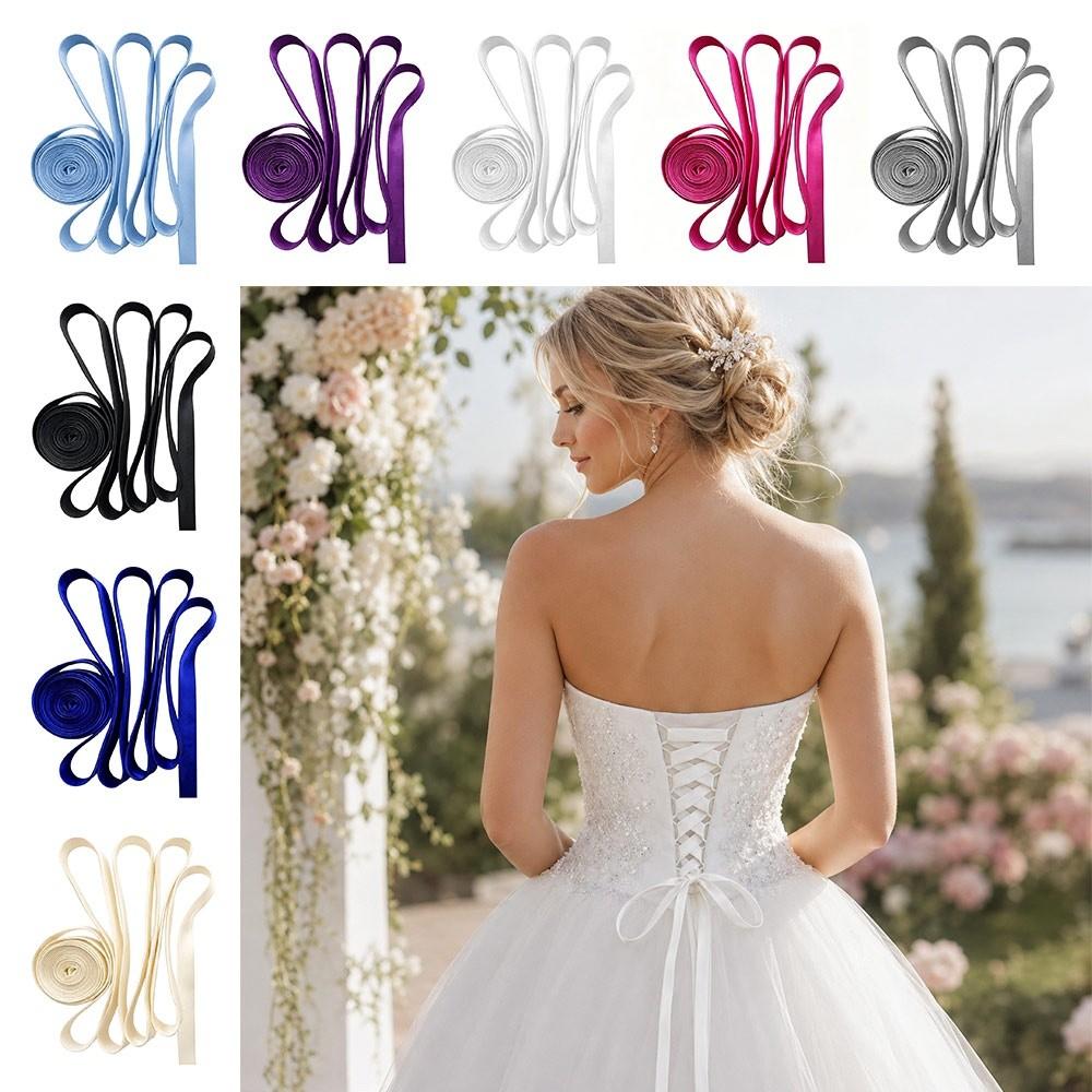 Ultra-Thin Gown Corset Tie Satin Lace-Up Ribbon Tie Bandage Rope Strap For Bridal Evening Party