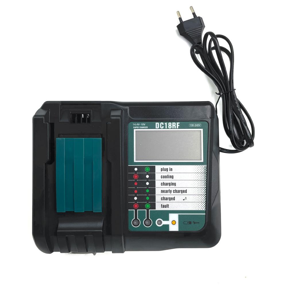 DC18RF Li-ion Супербыстрое зарядное устройство для литиевых аккумуляторов Makita 14.4V-18V BL1860B,BL1830,,BL1415,BL1440 со светодиодным экраном, USB-портом