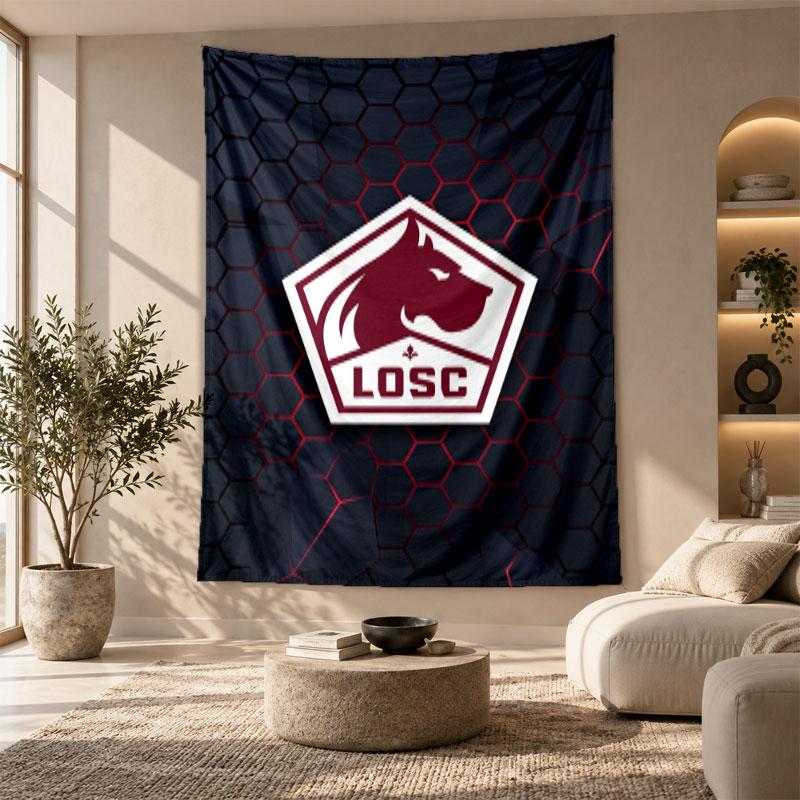 Decorative Tapestry,LOSC Lille FC Printed Wall Art, Lightweight Wall Hanging For Bedroom Background