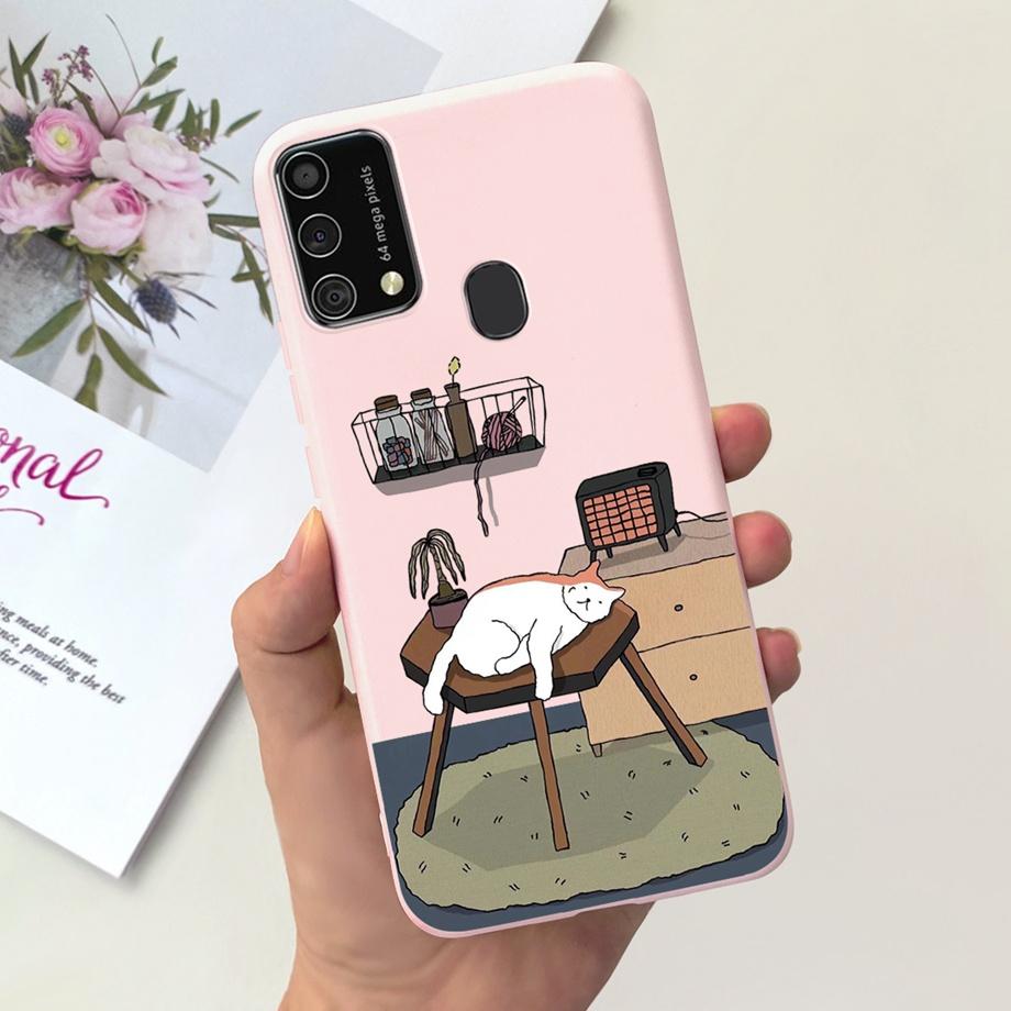 For Samsung M31 M21 2020 SM-M215F Case Ultra Soft Bumper Flower Cat Painting Housing On Smasung Galaxy M21 M 31 Funda Bumper