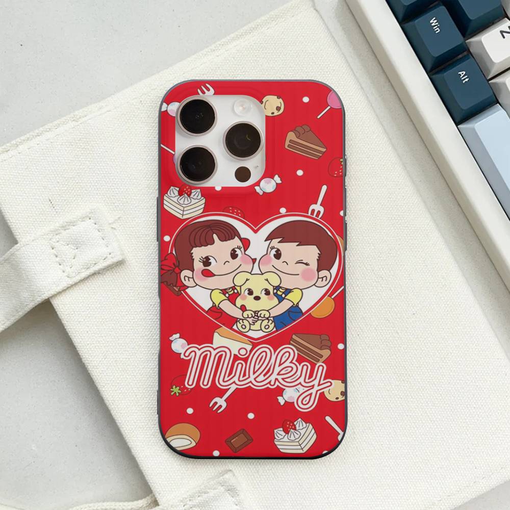 Fujiya Milky Peko Chan For IPhone 16 15 14 13 12 11 17 Pro Max Plus Wave Corrugated Phone Case Anti Drop Cover