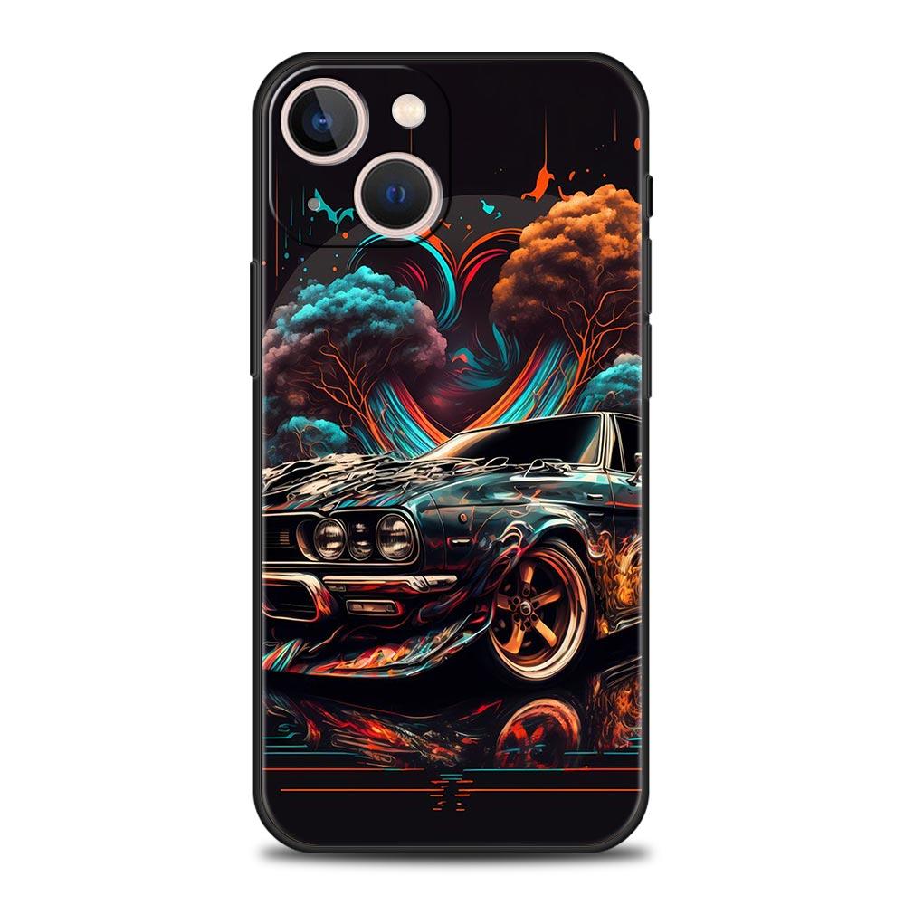 Sports Car JDM Tokyo Drift For iPhone 11 12 13 15 14 Pro Max Phone Case X XR XS 7 8 Plus SE 2020 Luxury Black Soft Cover Funda