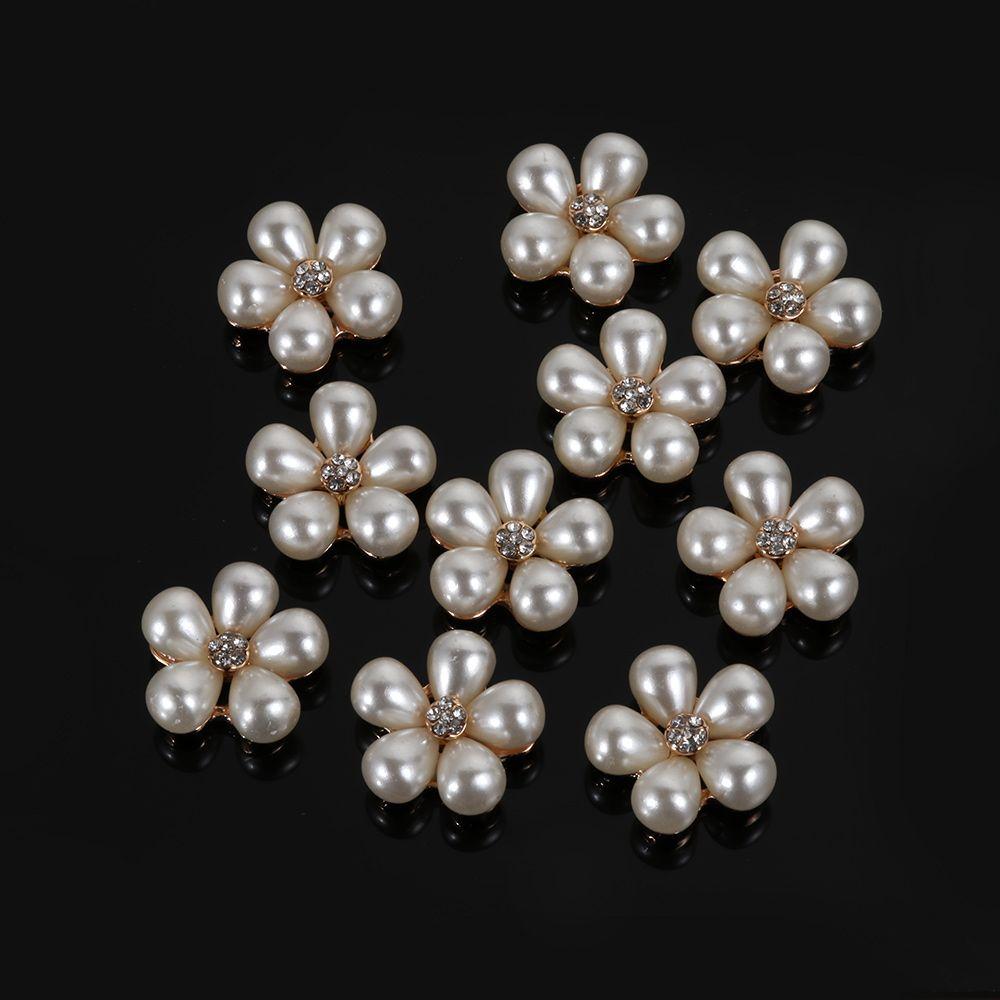 10Pcs DIY Crafts Clothing Bow Accessories Garment Decorative Sewing Button Rhinestone Pearls Flower