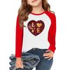 Футболки с длинным рукавом для девочек Love ко Дню святого Валентина, детские осенние топы с круглым вырезом, базовые футболки для детей 5-14 лет