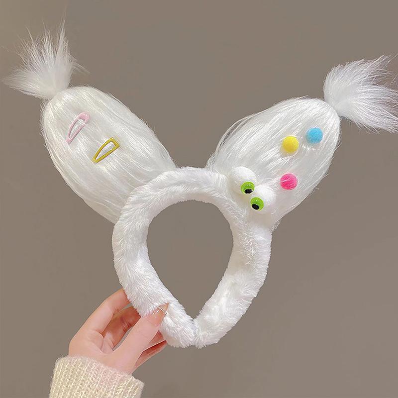 2024 Funny Plush Ugly Doll Hairband Female Winter Cute Cartoon Face Wash Hairband Hair Hoop Korean Girl Hair Grotto Headband