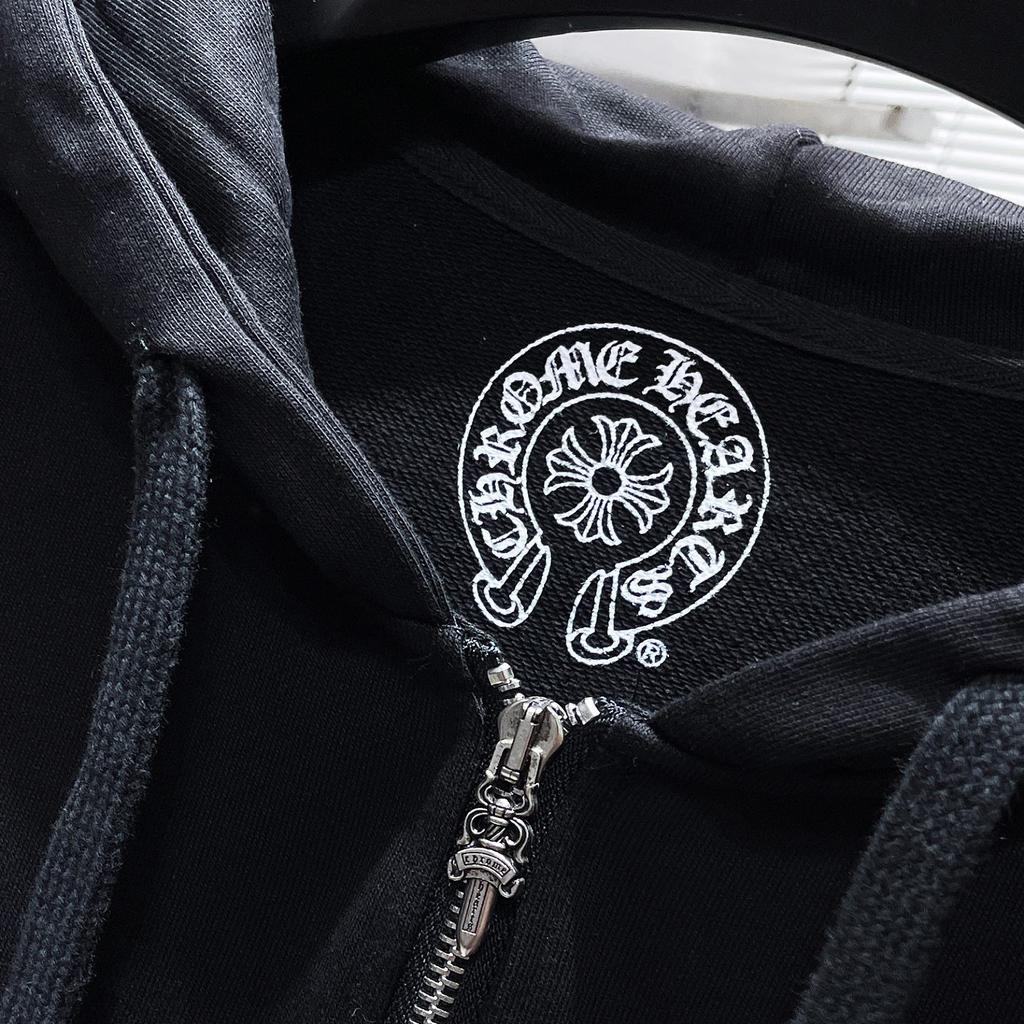 8359 CHROME HEARTS Новый Весенне-Осенний Большого Размера Тонкий Стиль Классический Стиль Логотип Молния С Капюшоном Толстовка для Пар