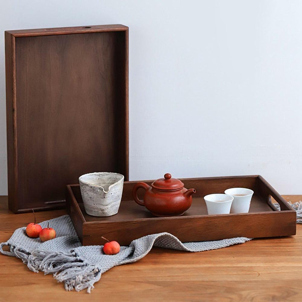 Polished Fruit Tray Wooden Coffee Serving Tray Multi Functional Decorative Platter Home Storage