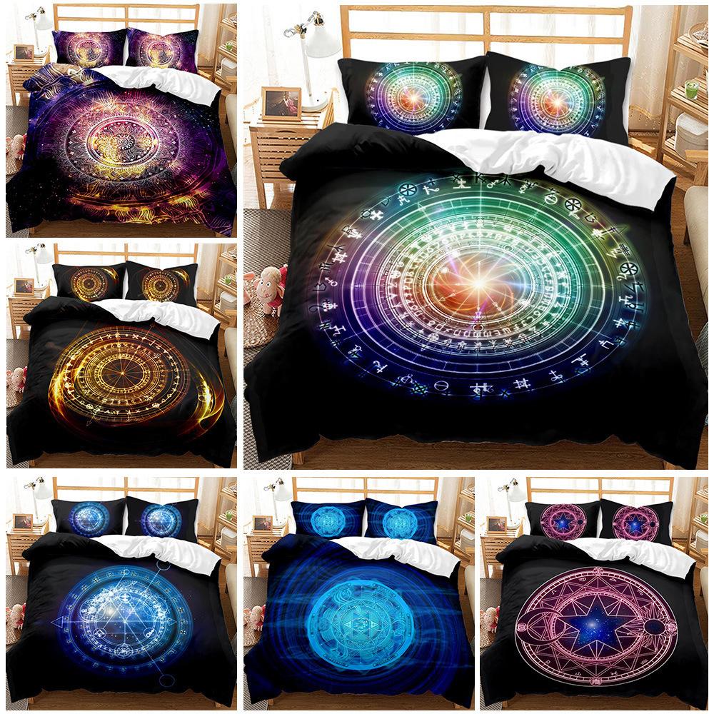 Three-Piece Set Of Twelve Constellations Disc Quilt Cover 3D Digital Printing Kit Bedding