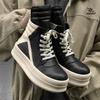 Новый европейский и американский тренд короткие ботинки высокий верх перевернутый треугольник черно-белые персонализированные толстая подошва утолщающие увеличивающие рост мужские туфли