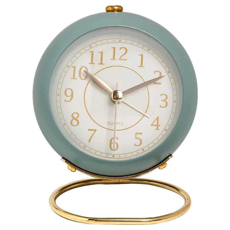 Ретро круглый будильник тихие не тикающие аналоговые часы ночник прикроватные часы