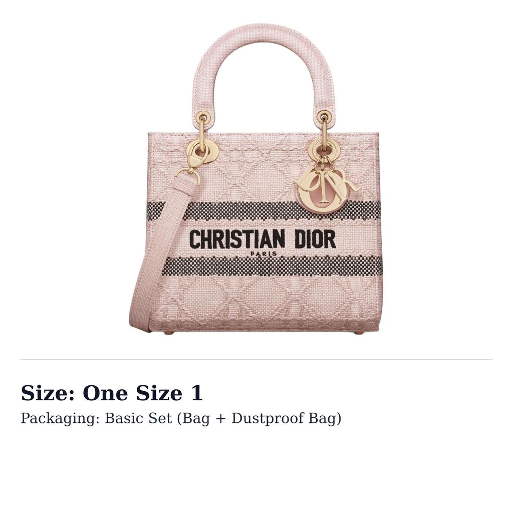 DIOR Lady D Lite Raffia Handbag Medium Women's Pink M0565OSQD-M973