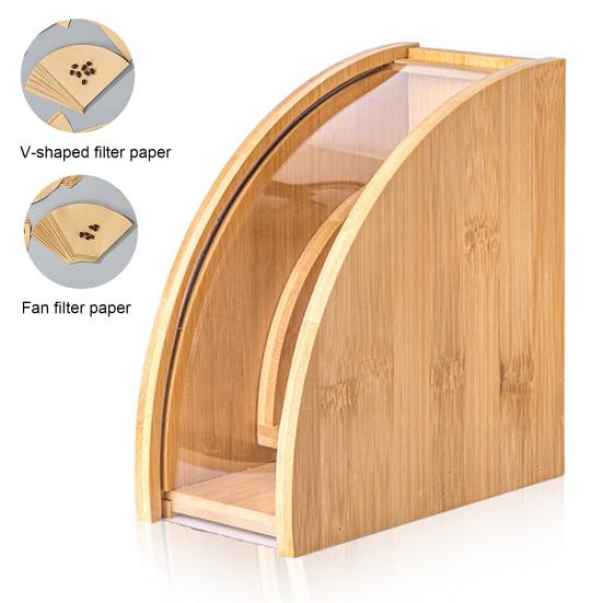 Держатель для кофейных фильтров Yousheng Wood с пылезащитной крышкой, многофункциональная вертикальная стойка для хранения для фильтровальной бумаги 101 102 для дома, офиса, кафе