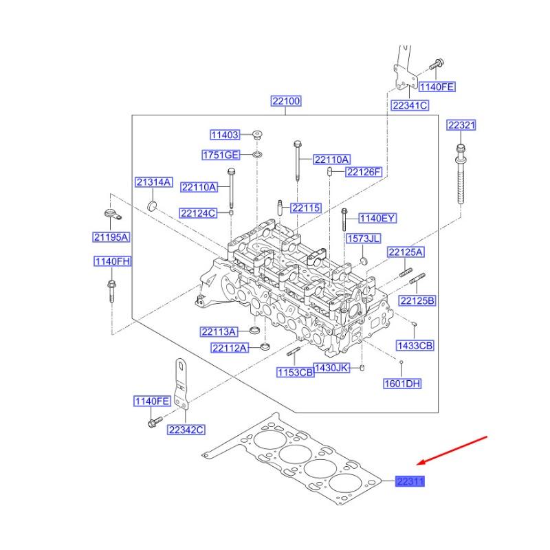 1pcs 223112F650 22311-2F650 J223112F660 Engine Parts Oint De Culasse Cylinder Head Gasket FOR KIA 2001-2025 SORENTO MK3