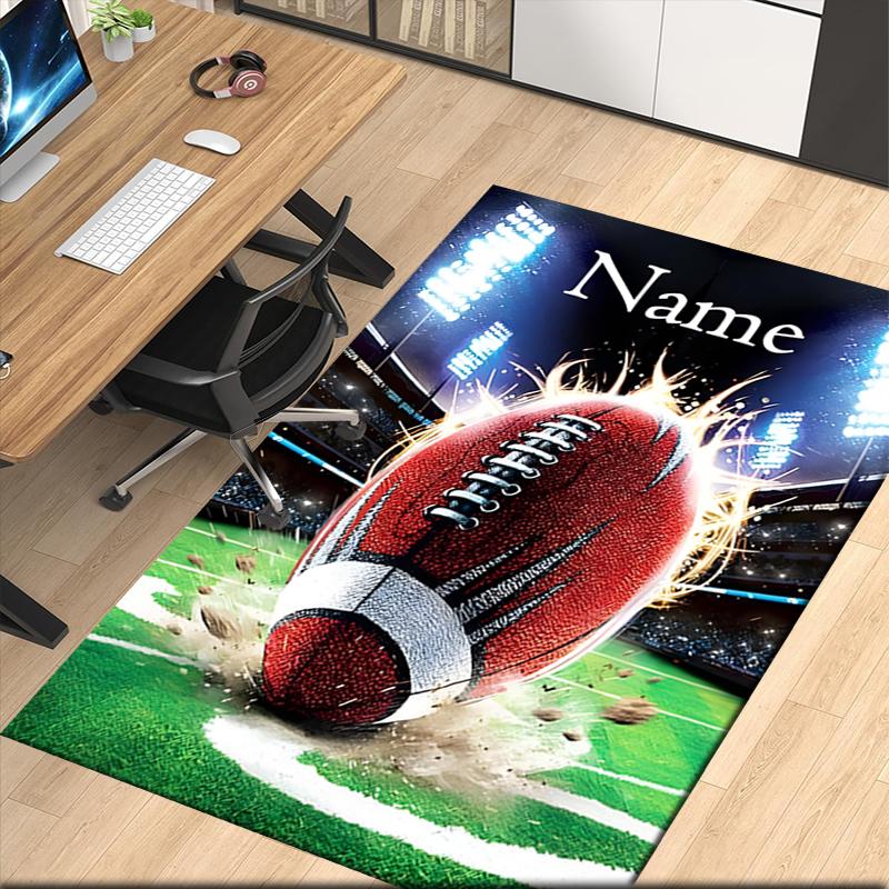 Custom Name American football Printed Carpet, for Office Chair Living Room Bedroom Kitchen Room Decor Gifts.