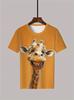 Summer Fashion Giraffe Graphic T Shirt for Men Women 3D Print Funny Animal Casual Short Sleeve Crew Neck T-Shirt Kids Streetwear