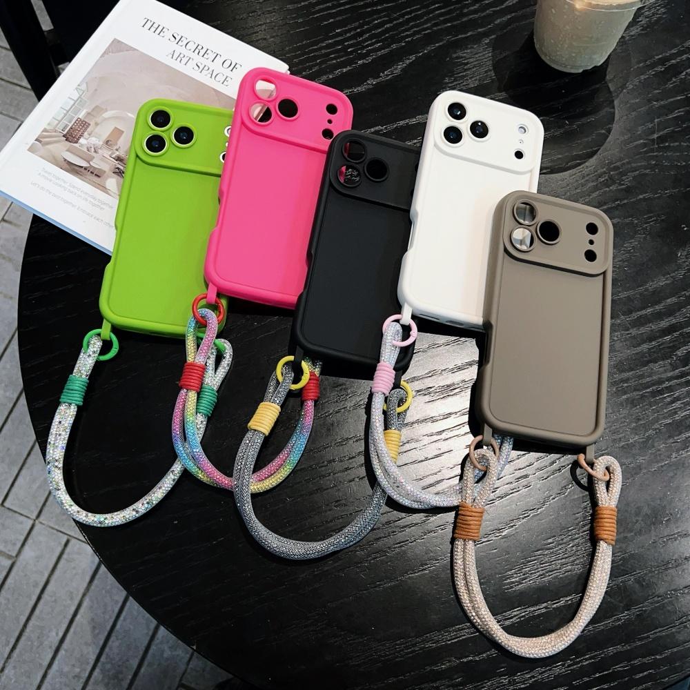 Ремешок-шнурок Мягкий силиконовый чехол для iPhone 17 Pro Max 16 15 14 13 12 11 XR XS X 7 8 Plus Защита камеры Ударопрочный чехол