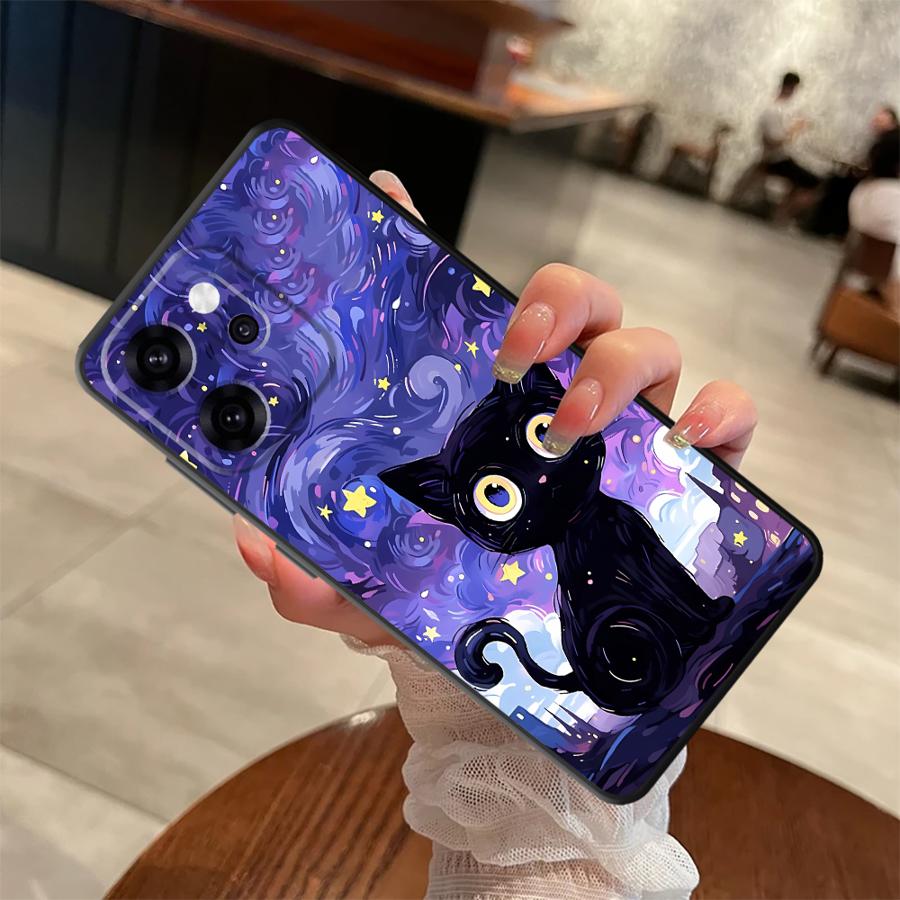 Чехол «Звездное небо с кошкой» для Oppo Reno A74 F9 F11 F29 Reno 4F 5 6 7 8 10 11 14 A98 A78 A84 A83 A76 A96 A93 Мягкая задняя крышка телефона