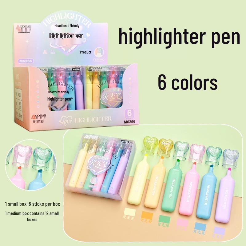 6-Color Large Capacity Fluorescent Glitter Pens with Oblique Tips for Journaling and DIY Projects