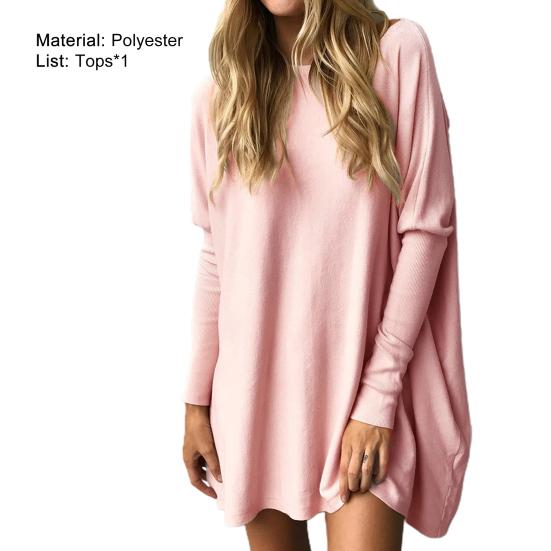 Женская однотонная блузка с длинным рукавом, топ с круглым вырезом, длинный тип