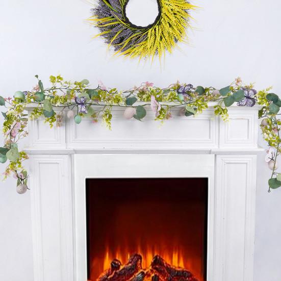 Пасхальная гирлянда Искусственная гирлянда с яйцами, ушками ягненка, листьями для весеннего камина, окна, стены, интерьера, улицы