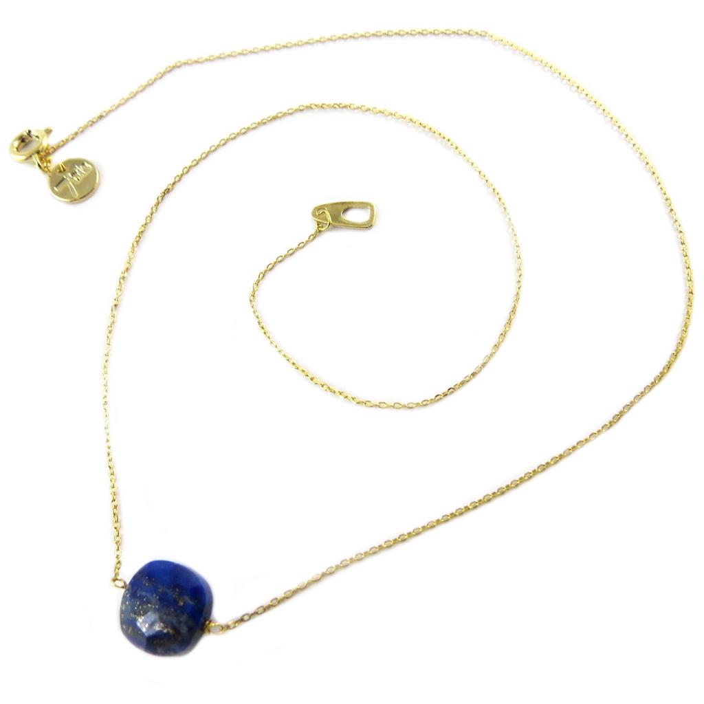 7bis [Q1419] - Handmade 'Boho' Golden Blue Necklace - 14x14 Mm