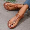 Fashion Thong Sandals for Women 2024 Summer Simple Fashionable Flats Outdoor Beach Shoes Casual Ladies Rome Sandals Sandalias De Mujer