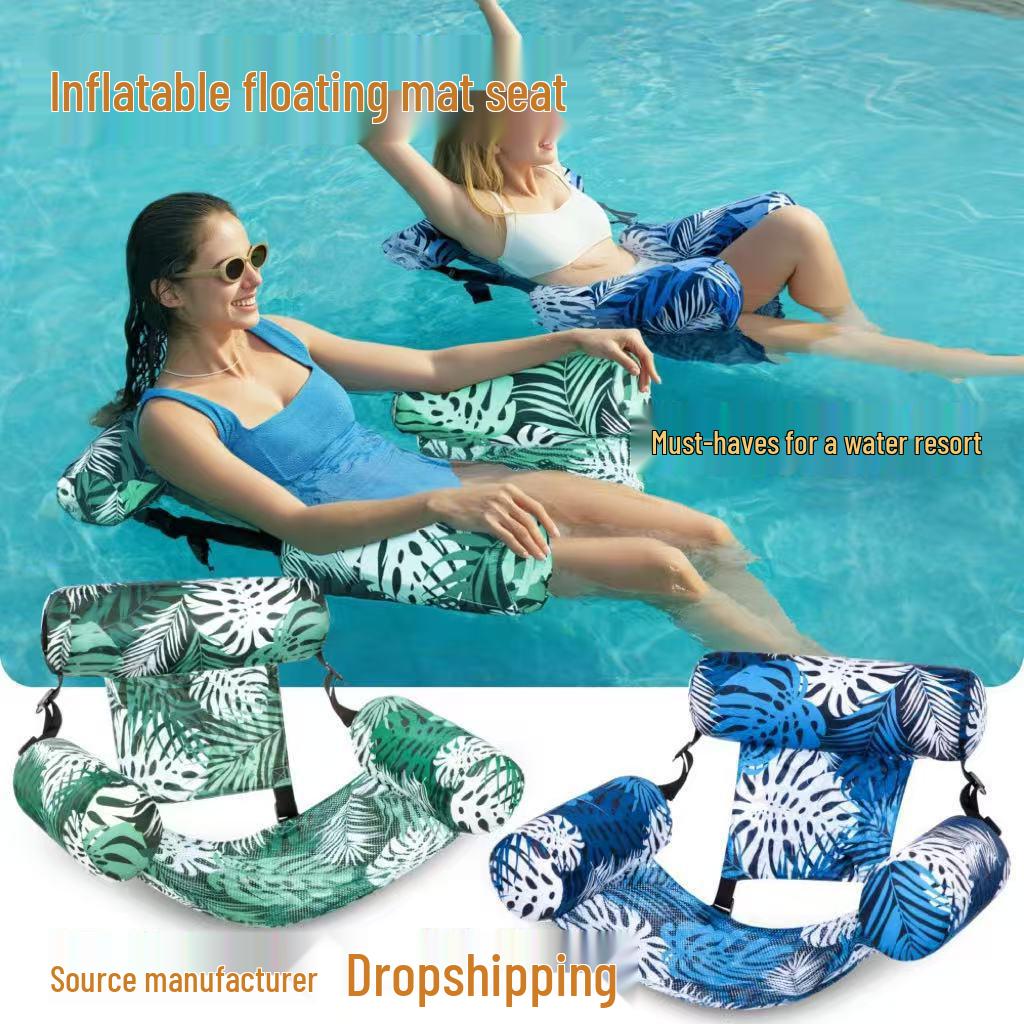 Adult Inflatable Pool Float with Foldable Backrest and Three-Tube Design.