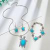 Retro Turquoise Turtle Jewelry Set: Three-Piece Exotic European & American Fashion
