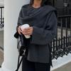 Французский элегантный шарф, украшенный вязаным пальто, женское, осеннее, повседневное, однотонное, нестандартное, свободное, теплое, зимнее, новый дизайн, эстетичная, шикарная одежда