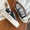 2024 New Korean Version Platform Canvas Shoes Women's Small Height Increase Round Head Lace-up Low-top Board Shoes White Shoes