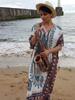 Bohemian Oversized Printed V-neck Fashionable Kaftan Jacket House Dress Soft Swimsuit Cover-up Dress Relaxed Lounge Wear Q288