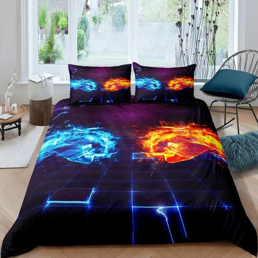 Ice And Fire Collision Theme Duvet Set Bedding Three-Piece Set