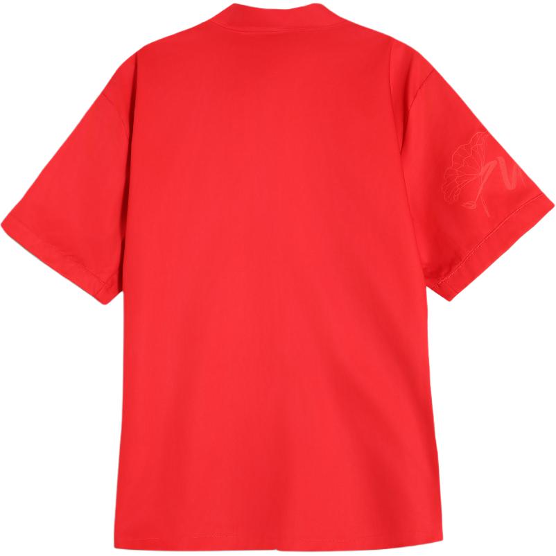 Puma X Коллаборация Ferrari SS25 Китай Лимитированная Серия Удобный Пуловер со Стойкой Воротником с Коротким Рукавом Дышащая Футболка Унисекс Футболки 634327-02