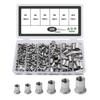 Menetop Rivet Nuts, 200 Pieces, Steel Alloy Riveter, M3 M4 M5 M6 M8 M10 Hollow Rivets for Cars, Machinery, Jigs, and Repairs