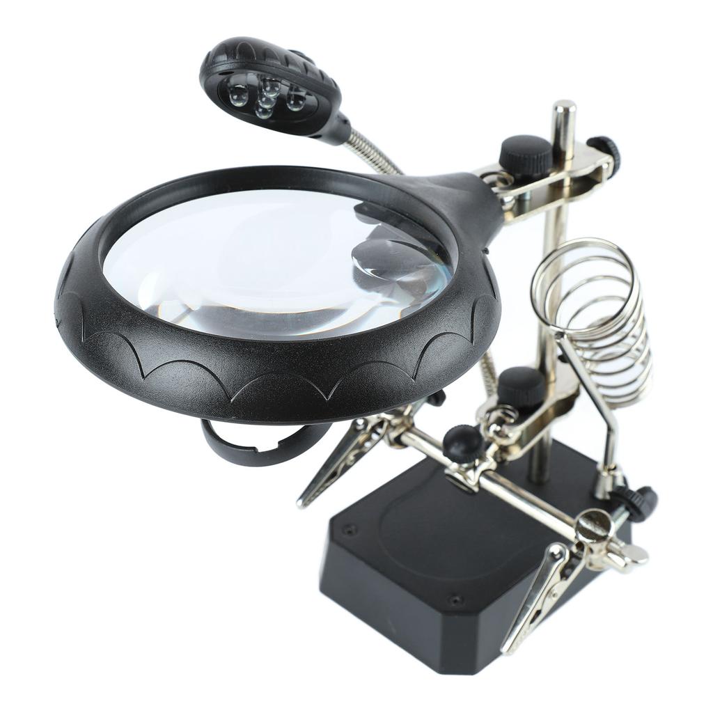 Увеличительное стекло, светодиодная настольная лампа с увеличительным стеклом и вспомогательными зажимами для осмотра и ремонта