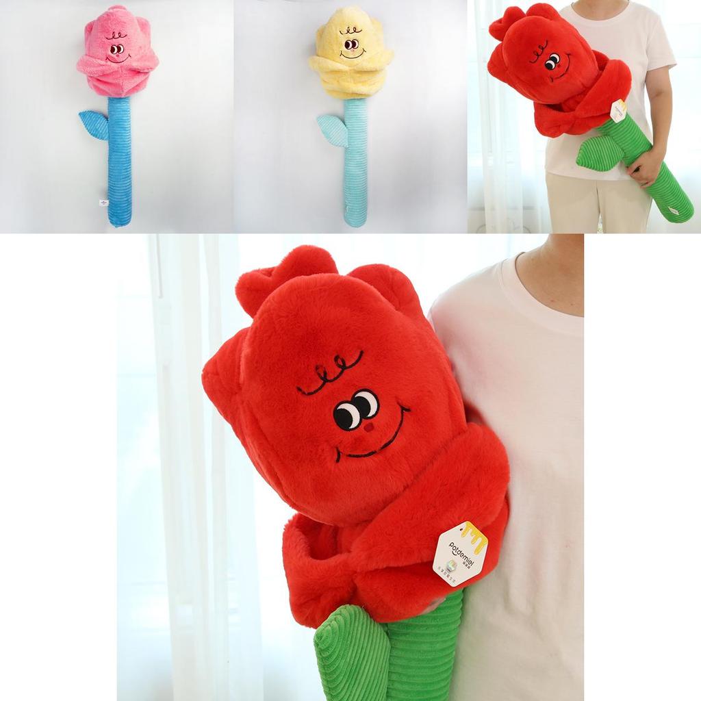 Красивые Плюшевые Цветы Розы Желтого и Розового Цвета Варианты 48 см и 85 см