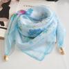 Luxury Silk Scarf Printed Small Square Scarf Fashion Magnetic Buckle Scarf  For Women