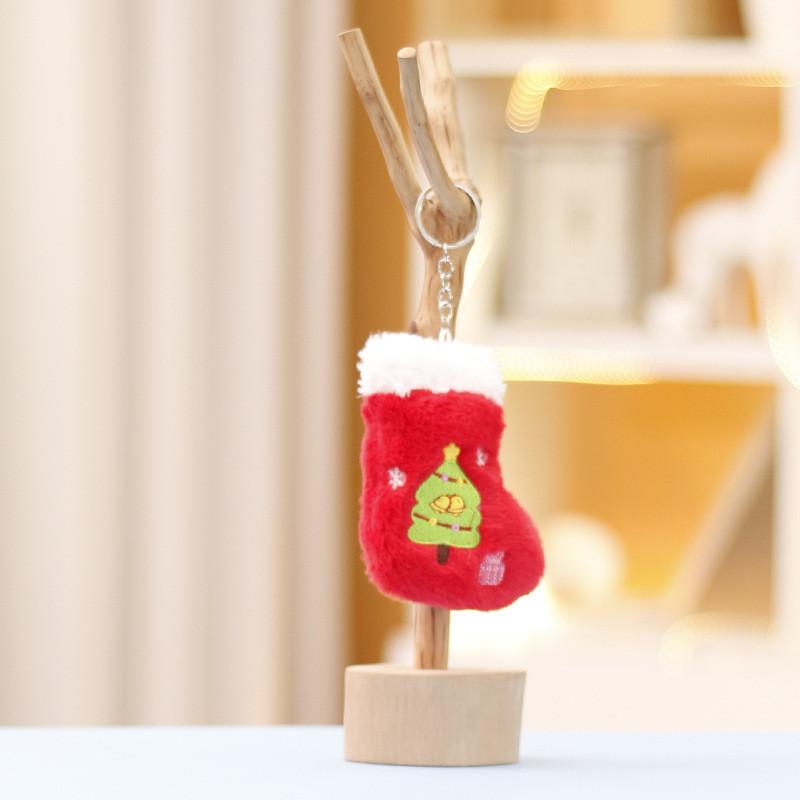 Christmas Santa Tree Hat Plush Keychain Toy Cartoon Decorations Pendant Doll