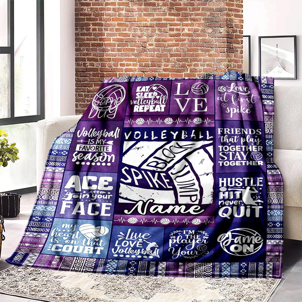 Volleyball Passion Quotes And Motivation On Purple Background Cozy Blanket Customize Text Warmthful Decor Versatile For Sofa Couch Office Bed Picnics