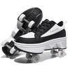 Boys Wheels Sneakers with On Double Wheels Girl Roller Sneakers Roller Shoes Deformation Shoes Roller Skate Shoes