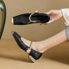 2024 Новые удобные женские туфли-одиночки с квадратным носком и толстым каблуком, пряжкой, подходящие по цвету, без застежек, универсальные, весна и осень