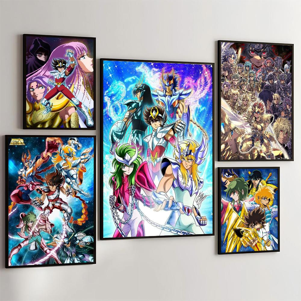 1PC Saint Seiya Poster Movie Sticky Posters Retro Kraft Paper Sticker DIY Room Bar Cafe Aesthetic Art Wall Painting